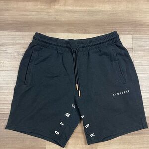 Gymshark Men's Black Fleece Athletic Drawstring Shorts size Medium READ